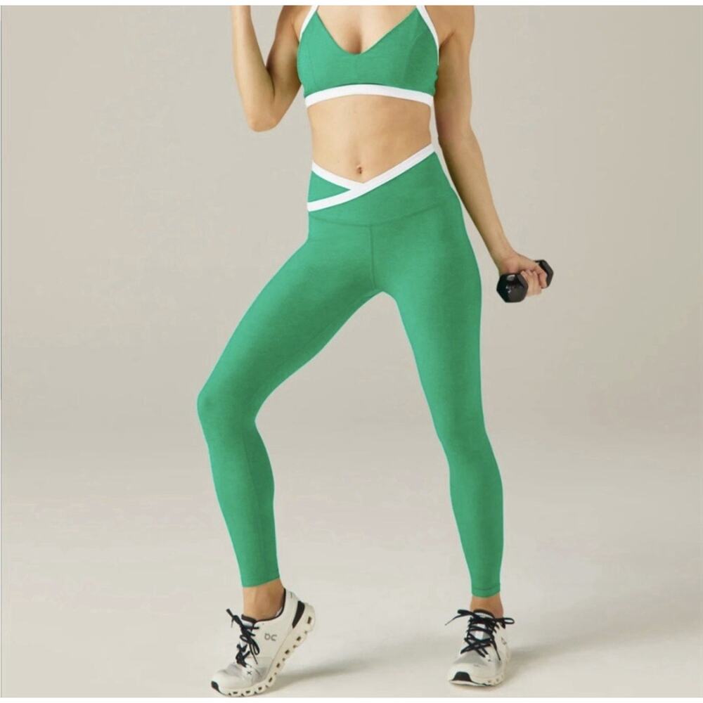 Beyond‎ Yoga Spacedye Outlines Crossover Green Leggings Womens S Athleisure Yoga